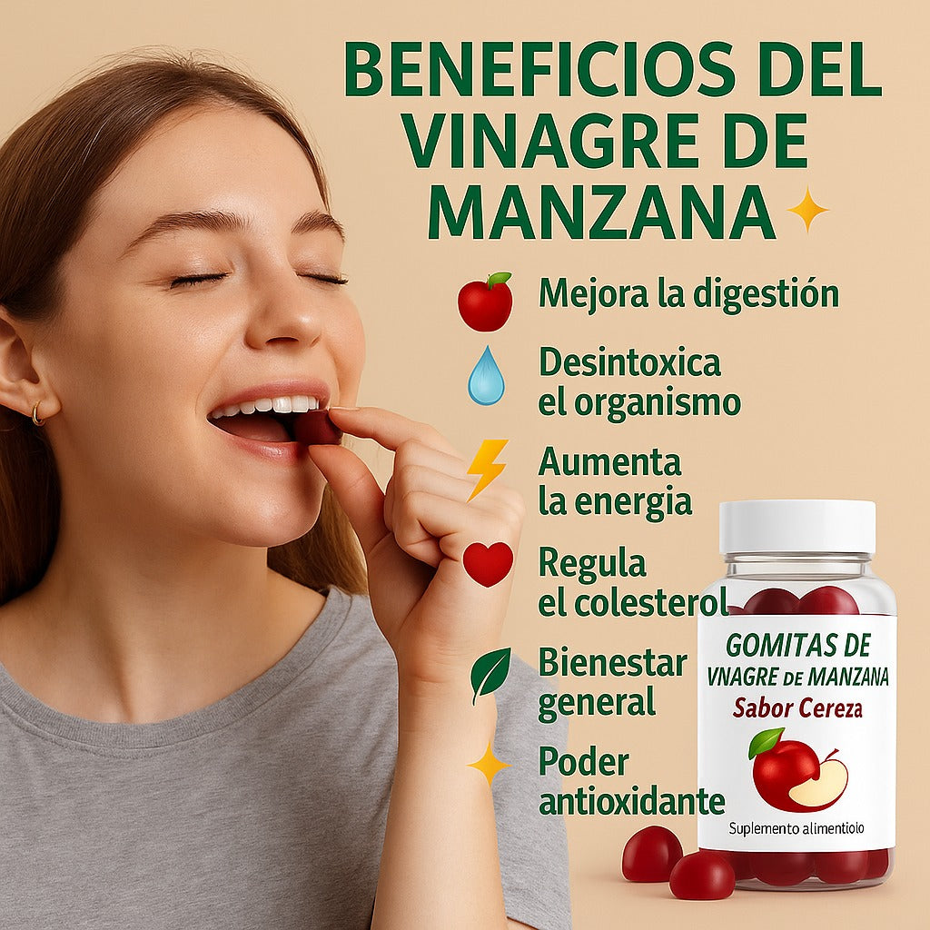 GOMITAS VINAGRE DE MANZANA DESINFLAMA Y MEJORA EL RENDIMIENTO