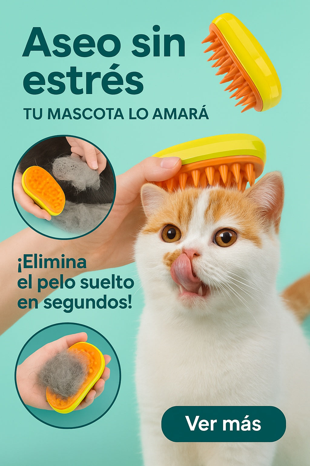 2x1 Cepillo Vaporizador para Mascotas 🐶 – Elimina Pelo Suelto, Relaja e Hidrata