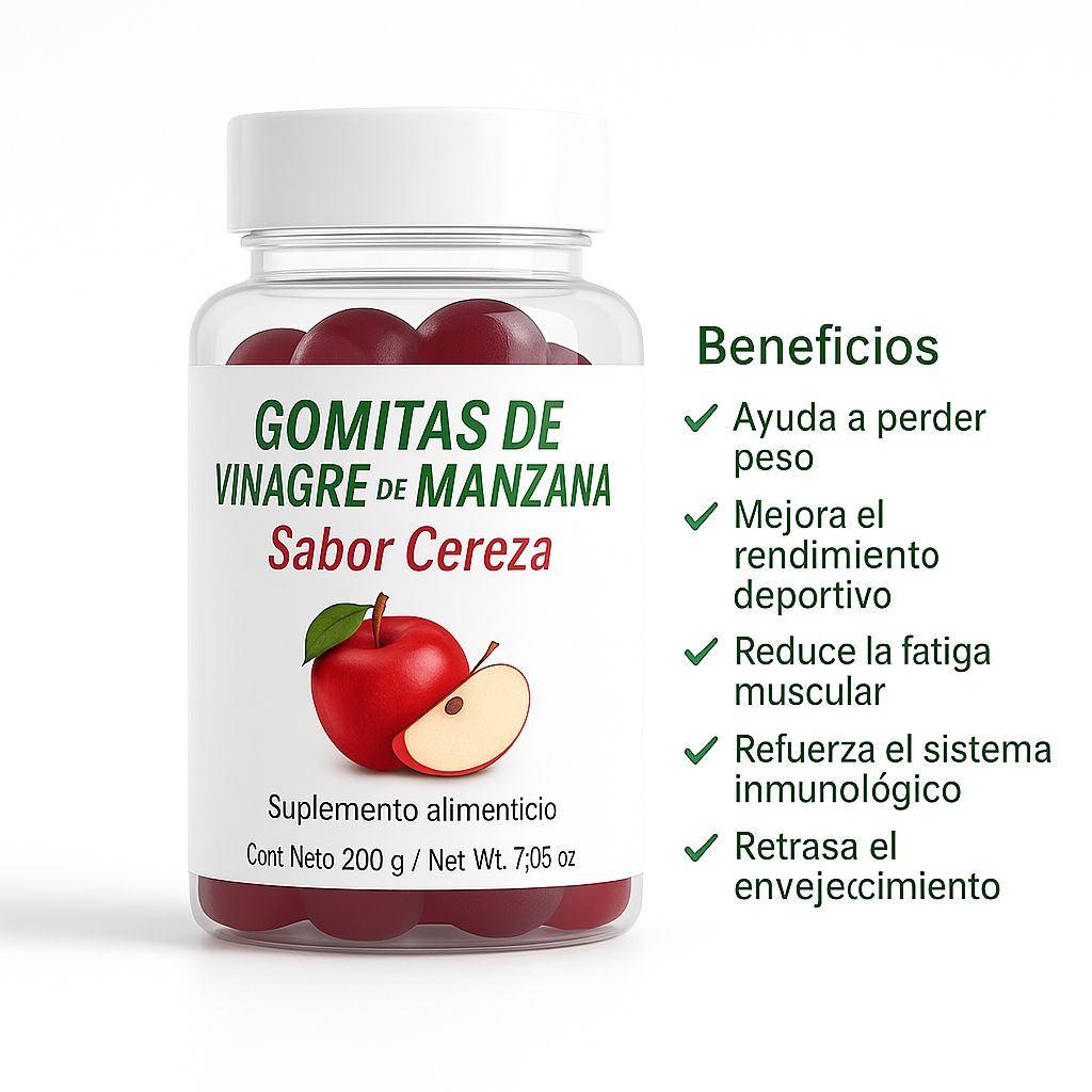 GOMITAS VINAGRE DE MANZANA DESINFLAMA Y MEJORA EL RENDIMIENTO