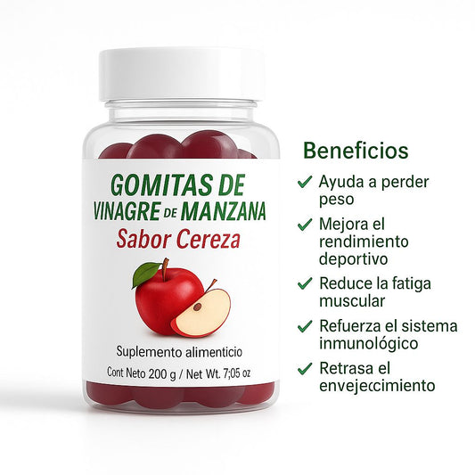 GOMITAS VINAGRE DE MANZANA  DESINFLAMA Y MEJORA EL RENDIMIENTO